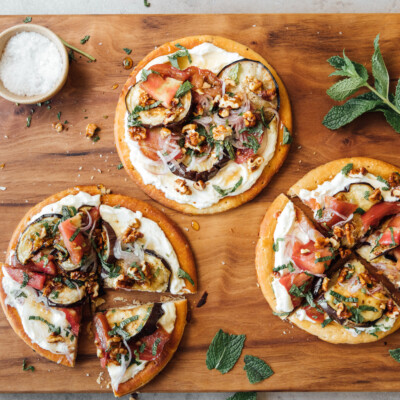 Eggplant and Ricotta Healthy Flatbread Pizza Recipe