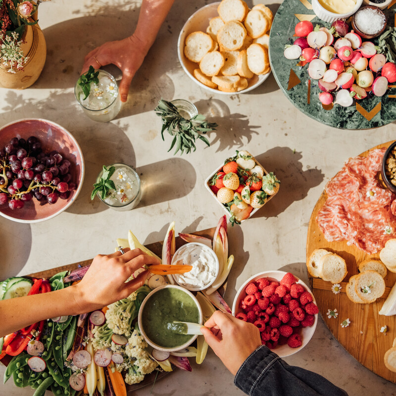 A generous spread of BBQ appetizers