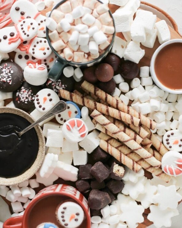 hot chocolate board for easy holiday dessert gathering