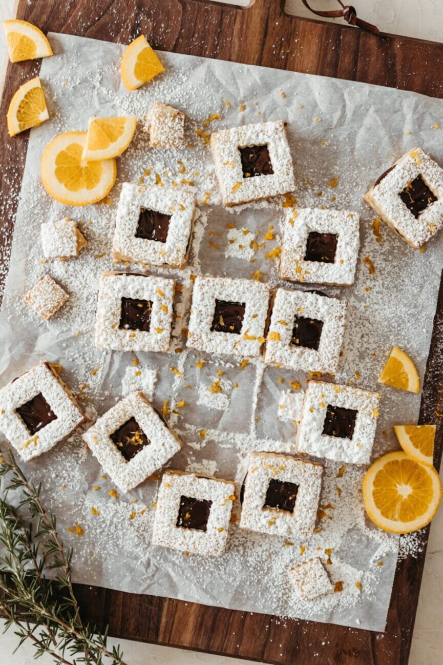 chocolate orange linzer shortbread cookies_easy dessert recipes to feed a crowd