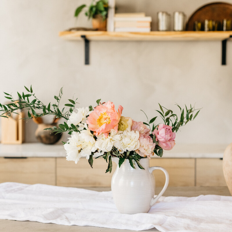 Valentine's Table Setting Ideas, Peonies Floral Centerpiece, Romantic Decor