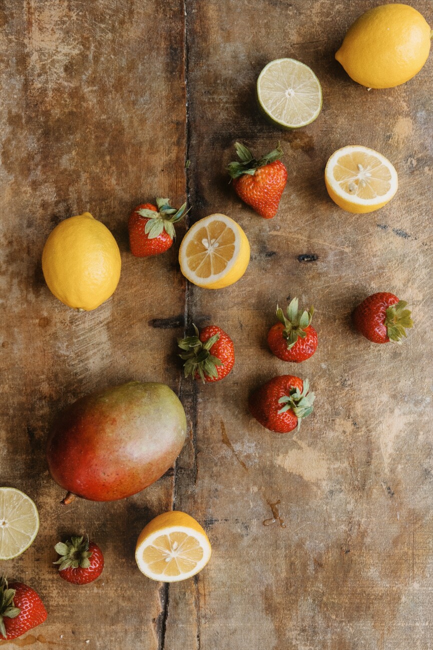 fruits on cutting board