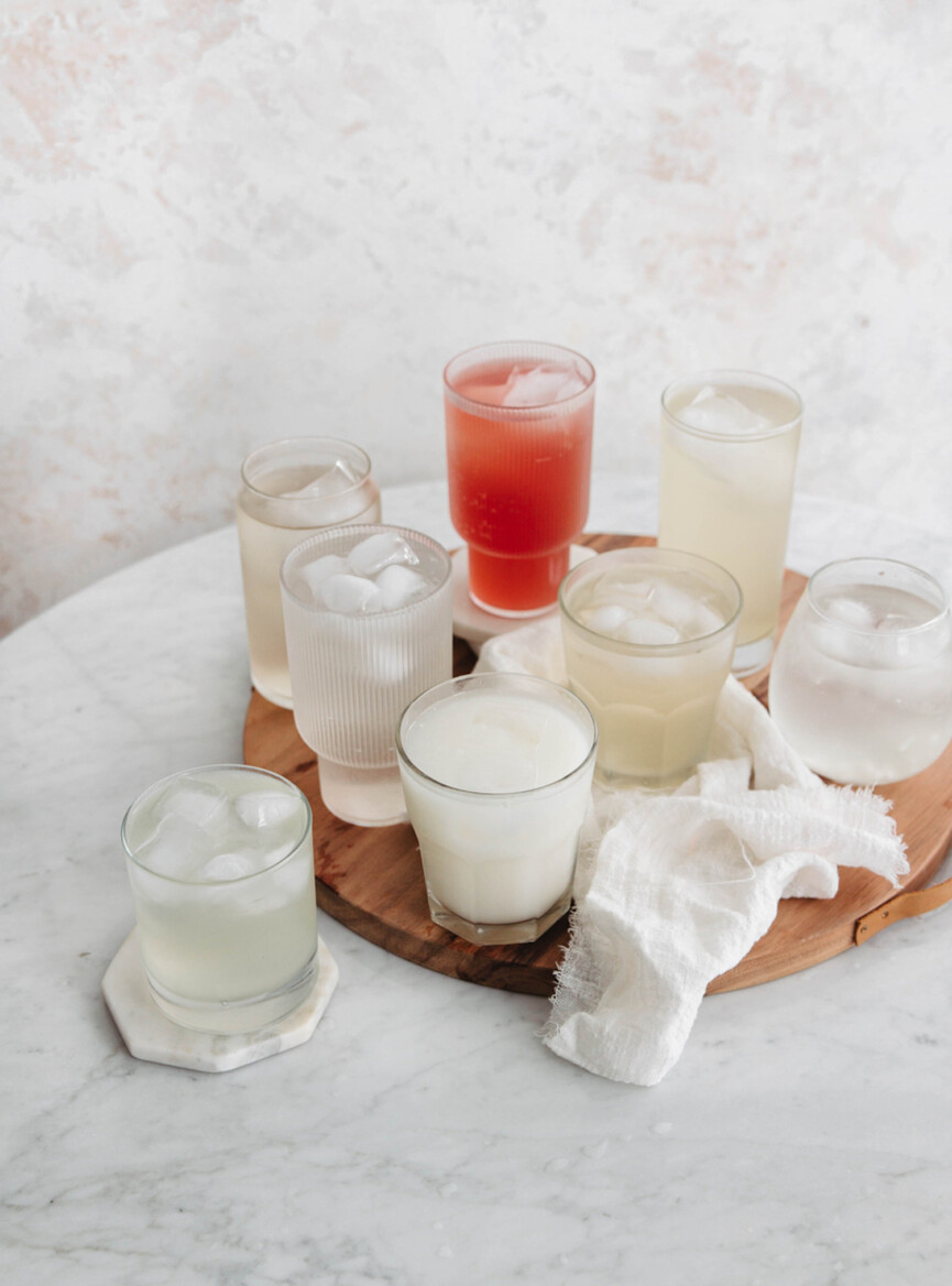 Glasses of coconut water.