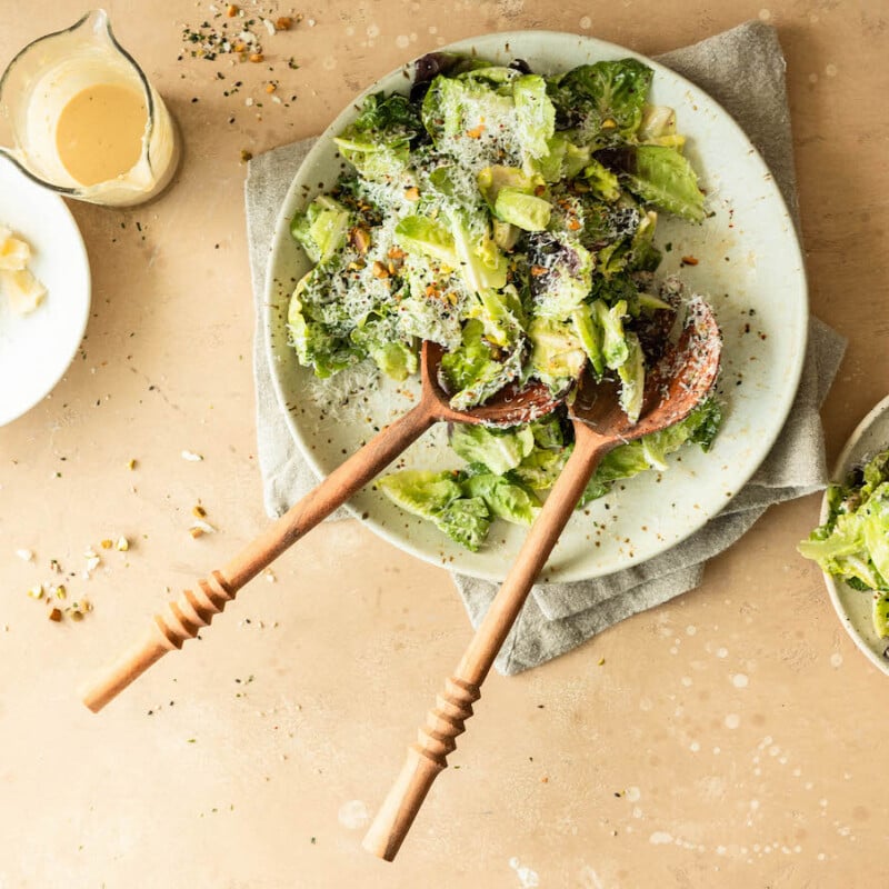 Green salad with sesame dressing.