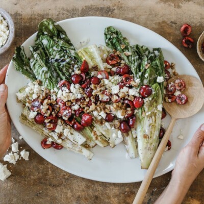 grilled romaine salad on plate