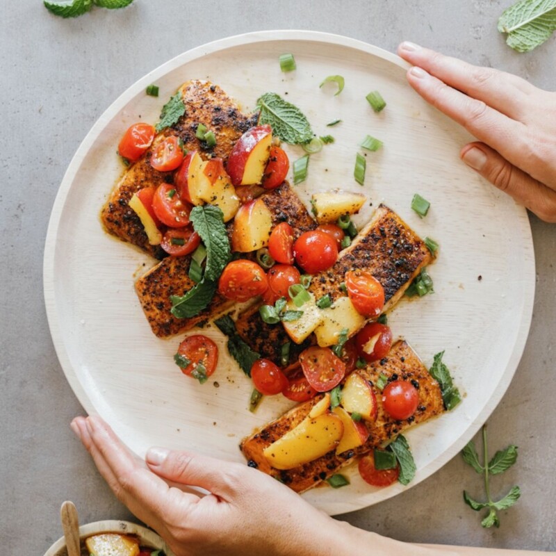 grilled salmon with peach salsa