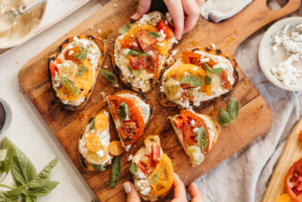 Hummus Toast with Tomatoes, Feta, & Za'atar