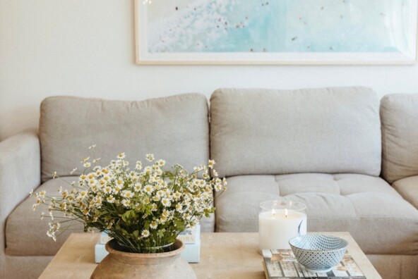 Clean spring living room.