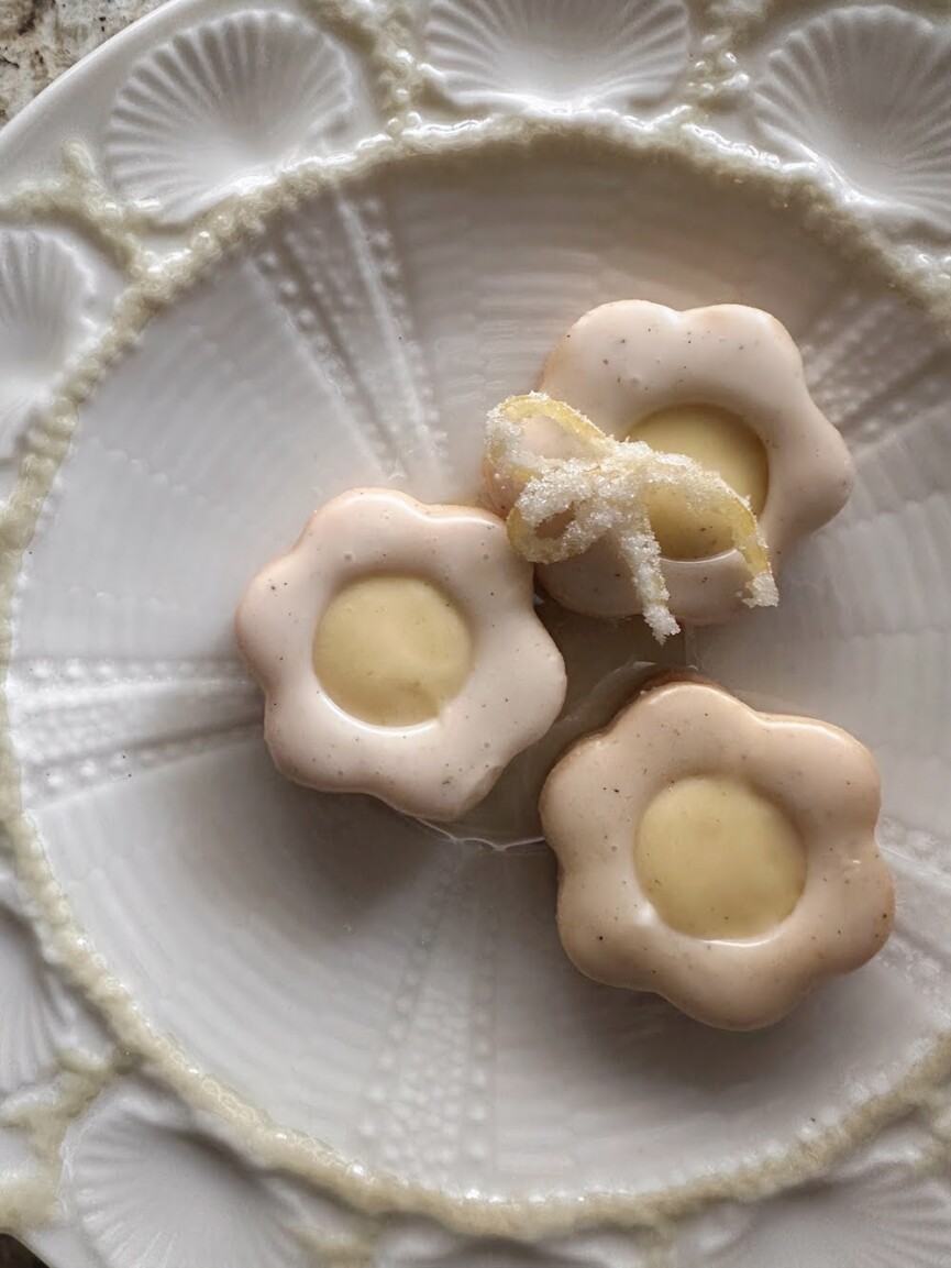 Linzer cookies plated.