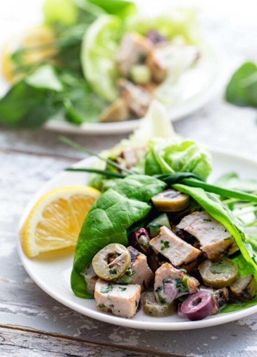 mediterranean chicken salad lettuce wraps