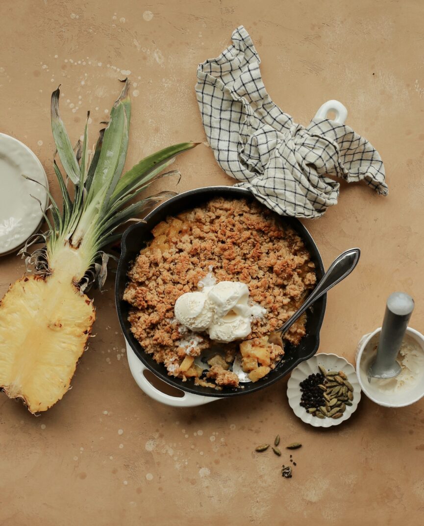 pineapple crumble with black pepper