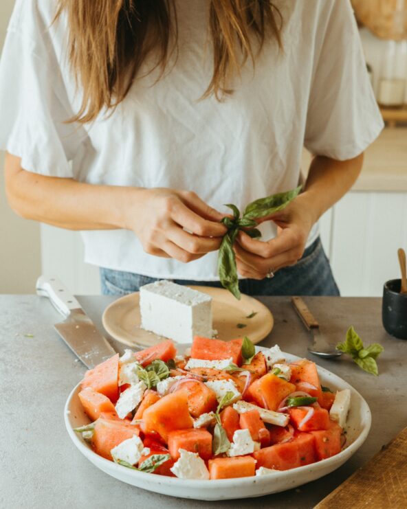 Spicy watermelon feta salad_gluten-free lunch ideas