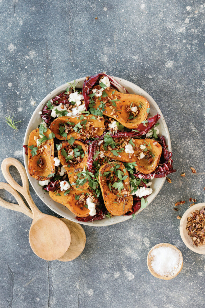 Roasted Honeynut Squash with Hot Honey, Pecans, and Rosemary