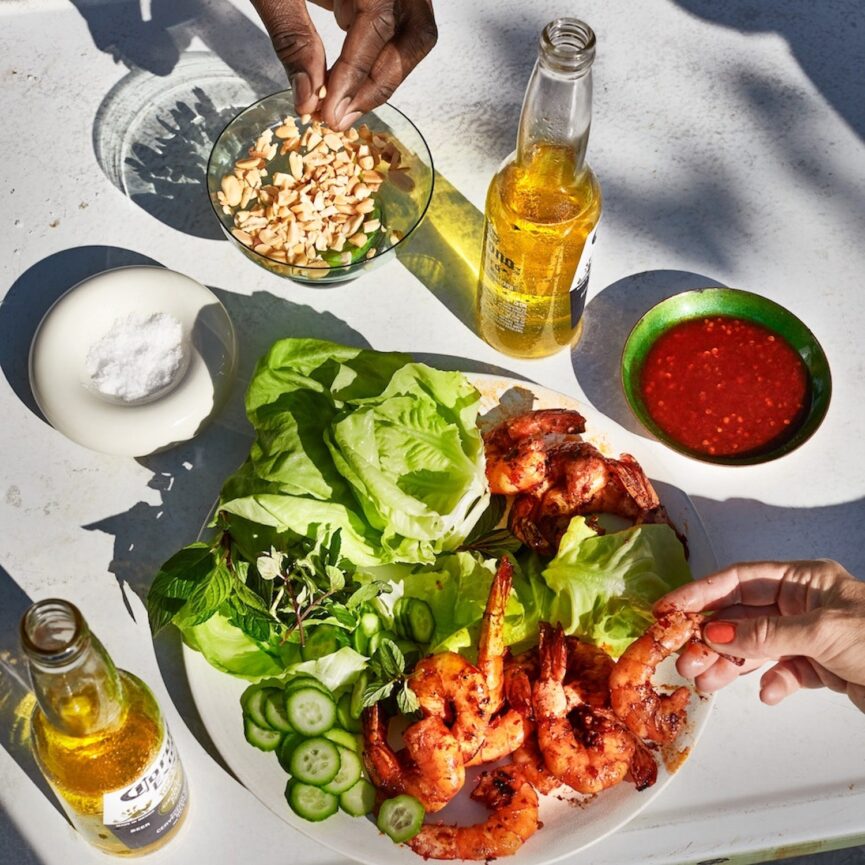 sambal shrimp lettuce wraps