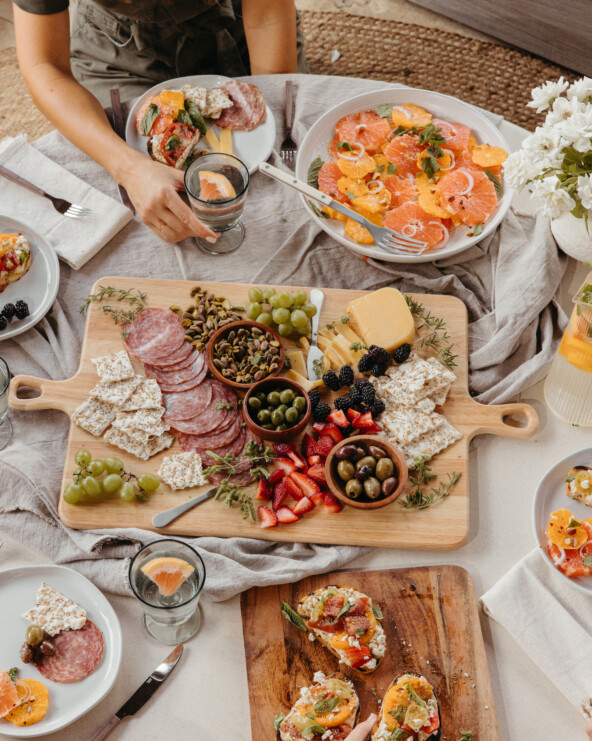 Snacks for dinner grazing board.