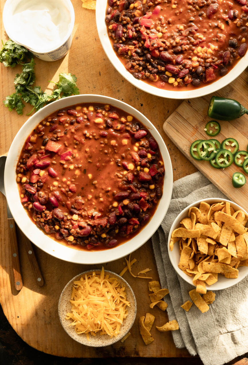 Vegetarian lentil chili recipe.