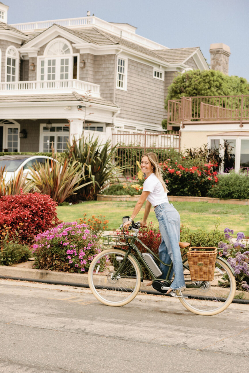 woman biking outside