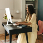 Woman practicing writing rituals.